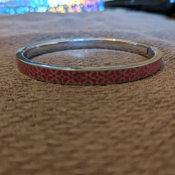 Fossil Bracelet Sterling Silver with Pink Enamel Design - Picture 5 of 6